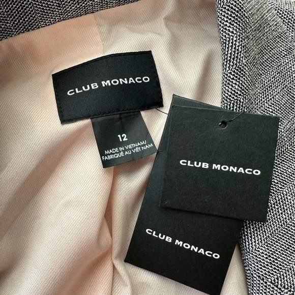 CLUB MONACO Double Breasted Blazer Jacket Gray Aditha Power Tailored, Size 12 - Picture 11 of 16
